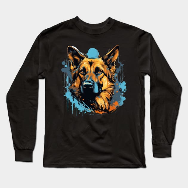 German Shepherd with a splash of color Long Sleeve T-Shirt by NatashaCuteShop